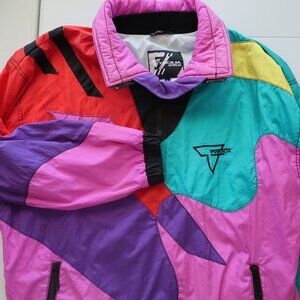 Vintage Tryolia Ski Jacket 1980s Neon Outdoor Winter Coat Women’s L